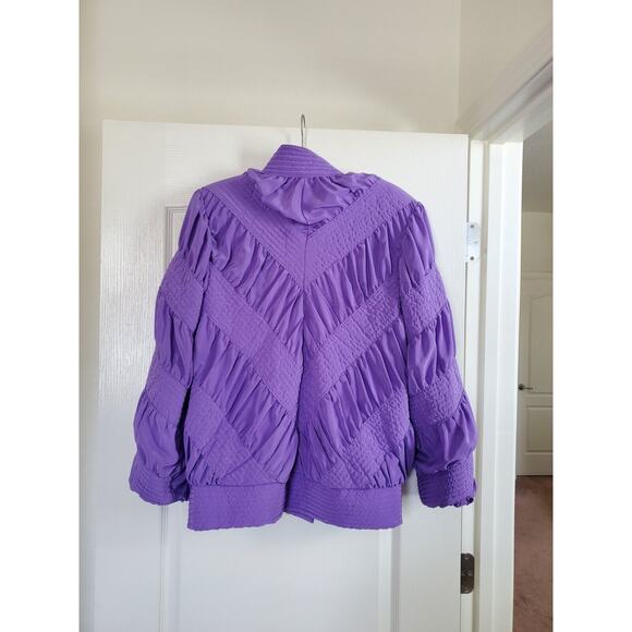 Vintage Marguerite Rubel San Francisco Unique Silky Purple Puffer Jacket, Large - Picture 8 of 12